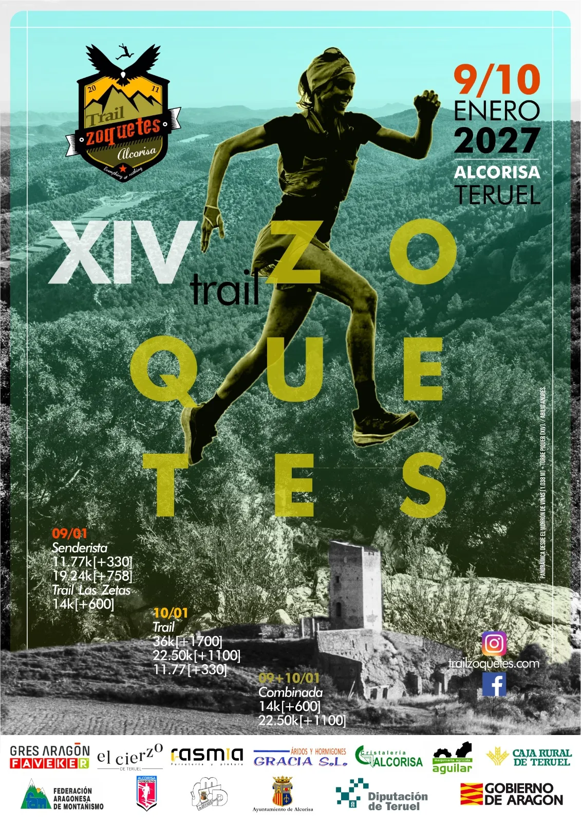 Cartel oficial del XIV Trail Zoquetes: 9 y 10 de enero de 2027 en Alcorisa